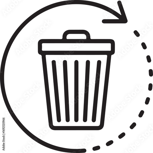 Recycling bin icon with circular arrow indicating reuse and sustainability