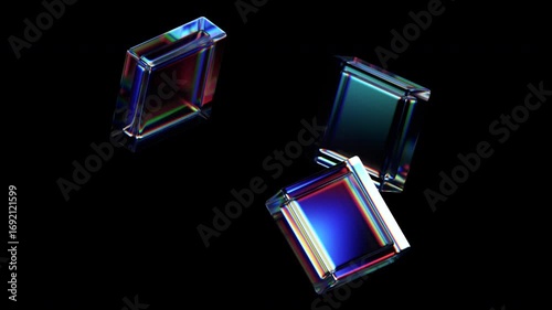 Abstract animation, rotating glass cube, 4k seamless looped video, 3d render