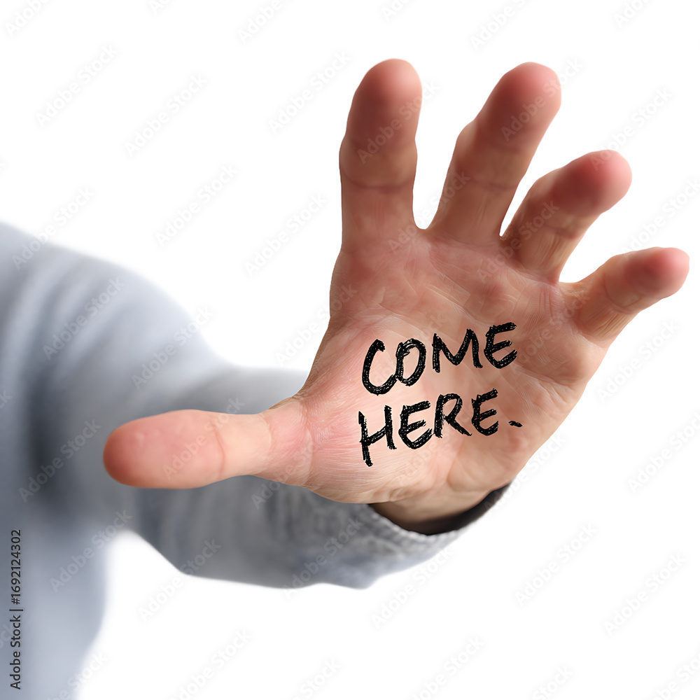 A hand extends with the words A hand extends with the words
