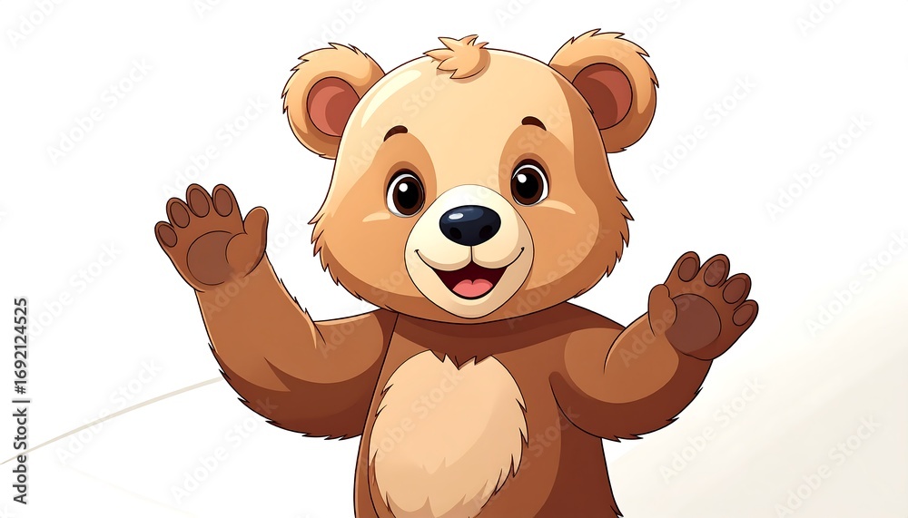 Naklejka premium Cute cartoon bear with welcoming pose