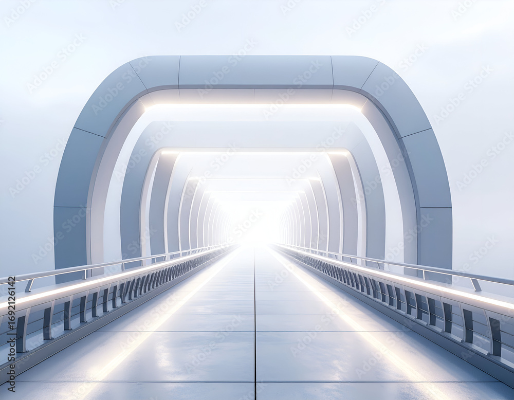 Obraz premium Futuristic Circular Plaza: Minimalist Design with Glowing Edges and Soft Lighting