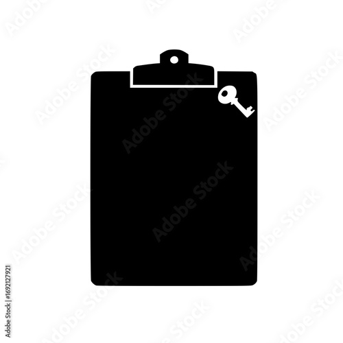 Secure clipboard vector with key icon for privacy access control encryption and confidential information