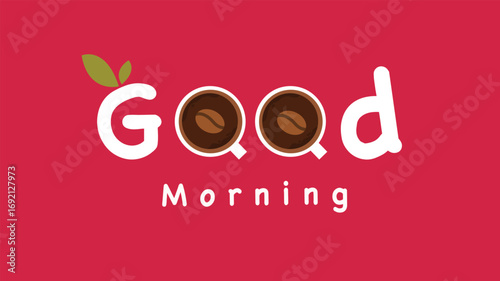 Good morning coffee text with beans creative typography design