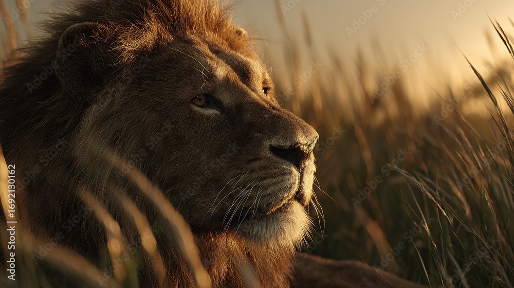 Naklejka premium Lion The Watchful Guardian