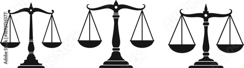 Justice scales balance symbols, law icons, legal concept illustration, court judgment, fairness, equality, law enforcement, justice system, legal balance illustration