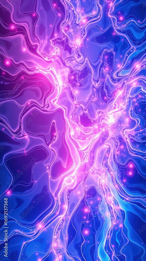 Obraz premium Abstract purple and blue design with glowing lines and sparkles creating a dynamic and vibrant effect