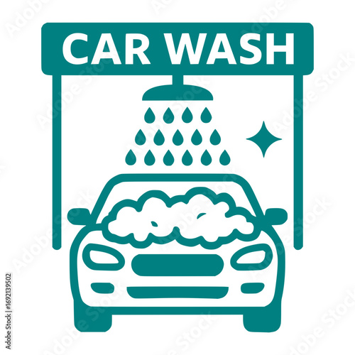 Modern car wash icon illustration for automotive services and maintenance businesses