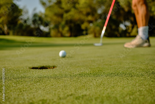 Precision shot on the golf green