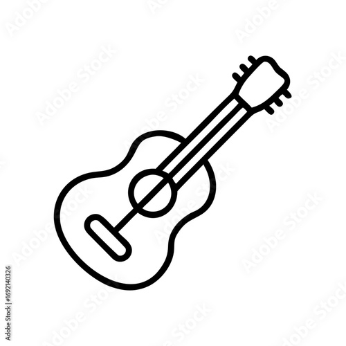 Outline drawing of a guitar on a white background concept of icon  