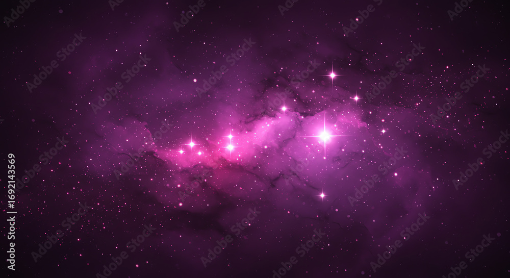 Obraz premium Purple nebula with stars cosmic background