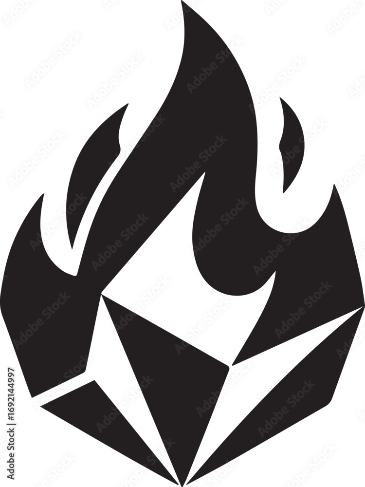 Obraz premium Fiery Crystal Icon Symbolizing Transformation and Potent Energy