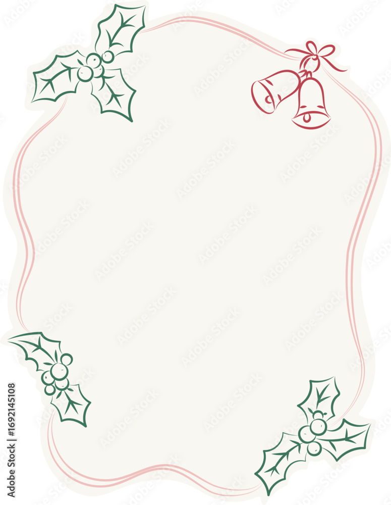 Obraz premium Festive Holly Frame with Bells