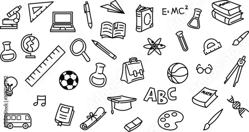 Back to school doodle art vector art isolated in white background