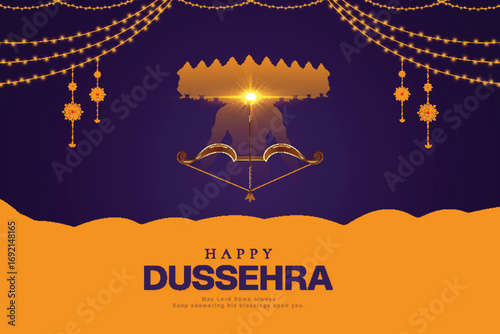 dussehra celebration wishing or greeting card and poster and banner design vector file