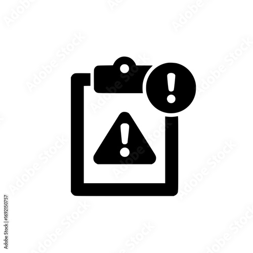 Clipboard and exclamation symbol illustration for urgent task tracking caution notices and alert management