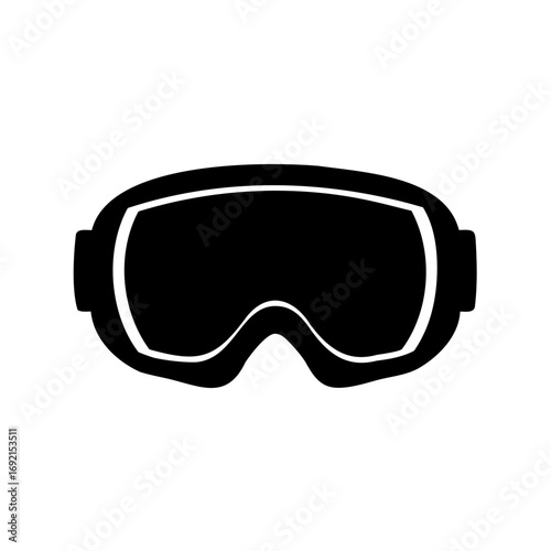 Black ski goggles on a white background for winter sports activities
