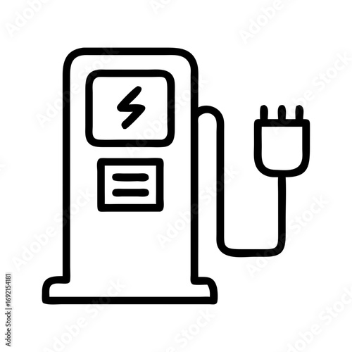 Electric charging station for vehicles with power plug and display  