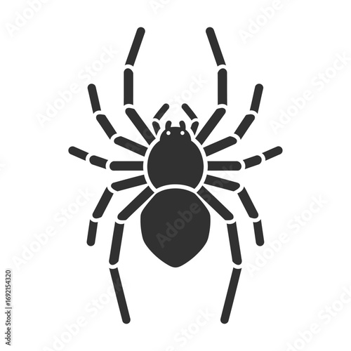 Simple Black Spider Silhouette with Eight Legs and Two Body Segments