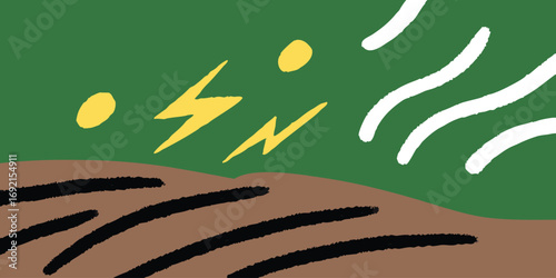 Tiger in the field. Vector illustration of a tiger in the field.