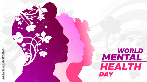 World mental health day banner  - vector illustration.