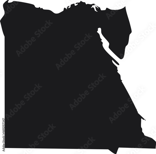 Egypt map silhouette black country border shape