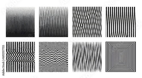 Eight Unique Black and White Abstract Patterns.