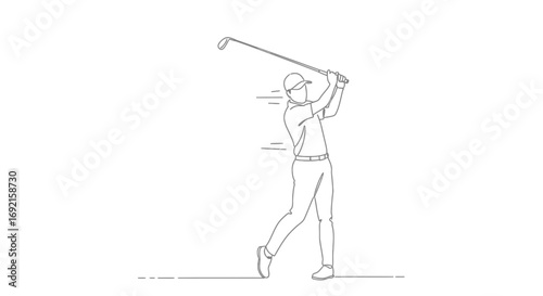 A golfer wearing a hat swings a golf club