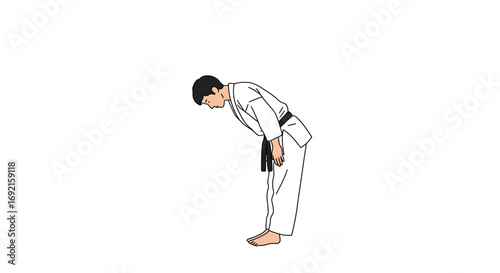 A person in a karate uniform bowing