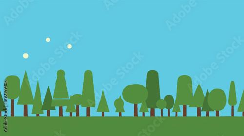 Collection of various green trees in a row