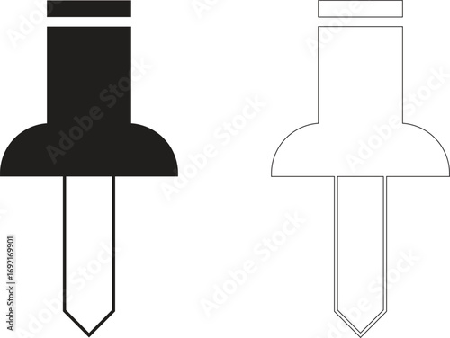 Black and White Push Pin Icons