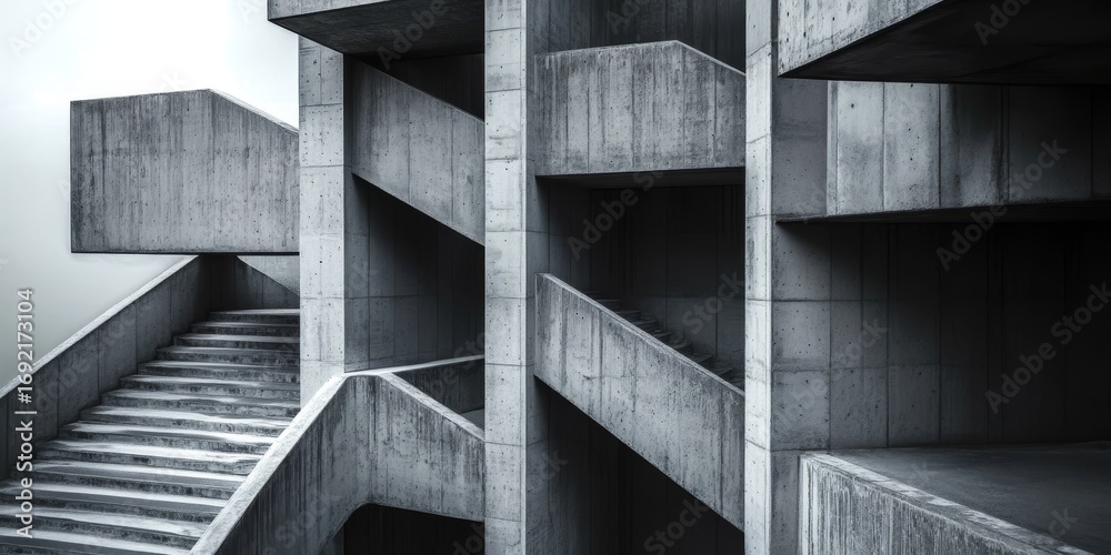 Fototapeta premium Modern Architectural Concrete Building Featuring Bold Geometric Shapes And A Textured Facade Design