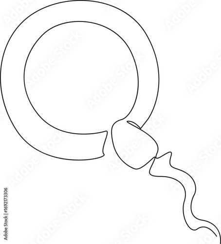 One continuous single drawing line art flat doodle sperm, science, biology, ovulation, human egg, fertility, microscopic, molecular. Isolated image hand draw contour on a white background, hand drawn,
