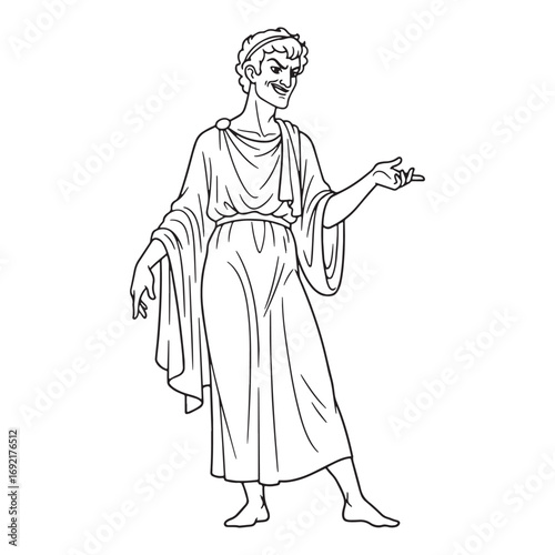 Celestial Momus Lineart – Momus Vector Outline Drawing with Mythological God of Mockery Shape – Momus Drawing – Vector of Momus – Momus Outline