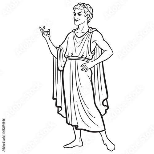 Symbolic Momus Lineart – Momus Vector Outline Drawing with Greek God of Criticism Style – Momus Drawing – Vector of Momus – Momus Outline