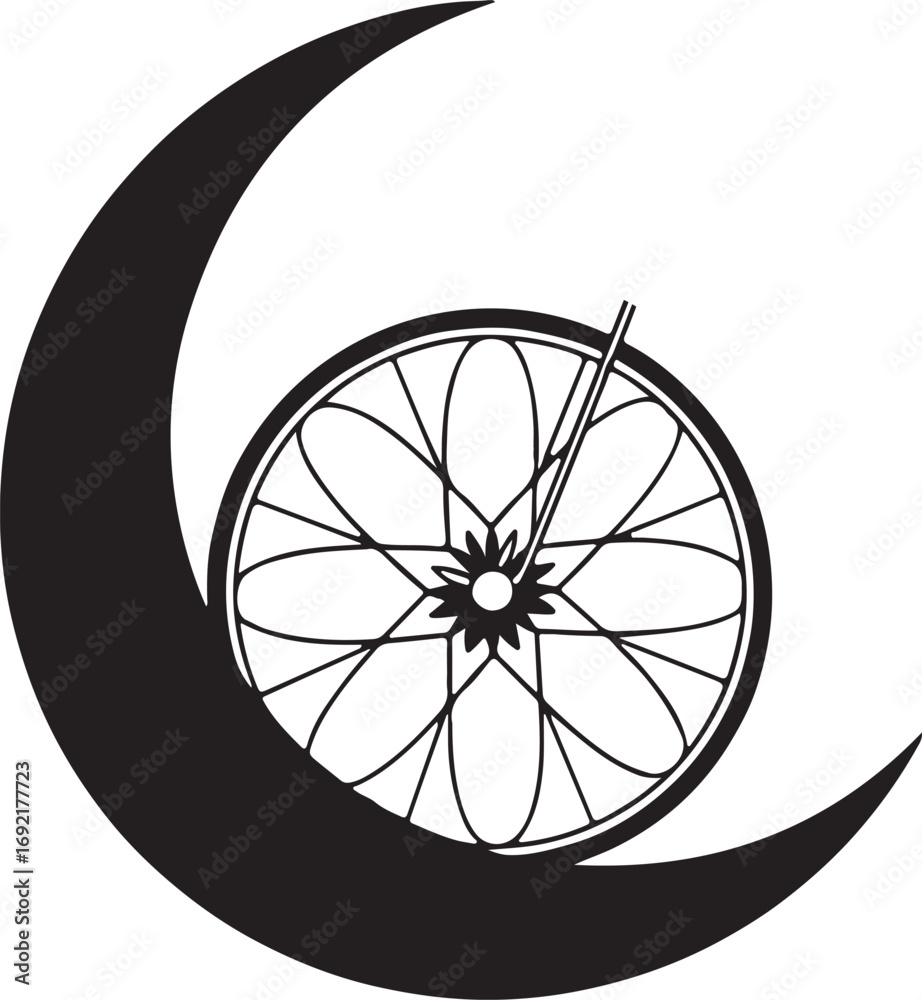 The mon and bicycle ring flower Abstract geometric design with bold color accents