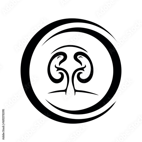 Human organ kidney vector icon art illustration black & white
