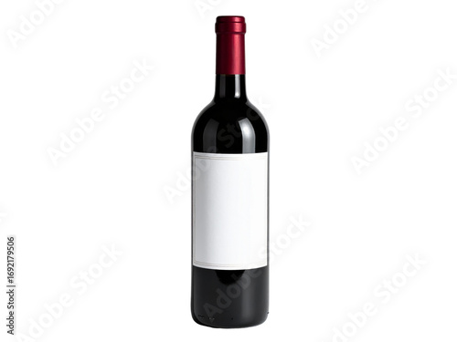red wine bottle isolated on white