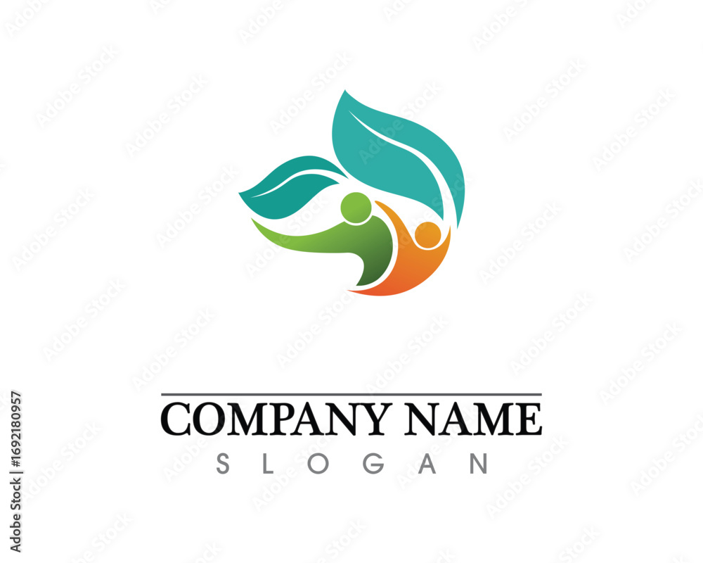 Fototapeta premium Eco, leaf, athletic, balance, body, brand, care, club, creative,