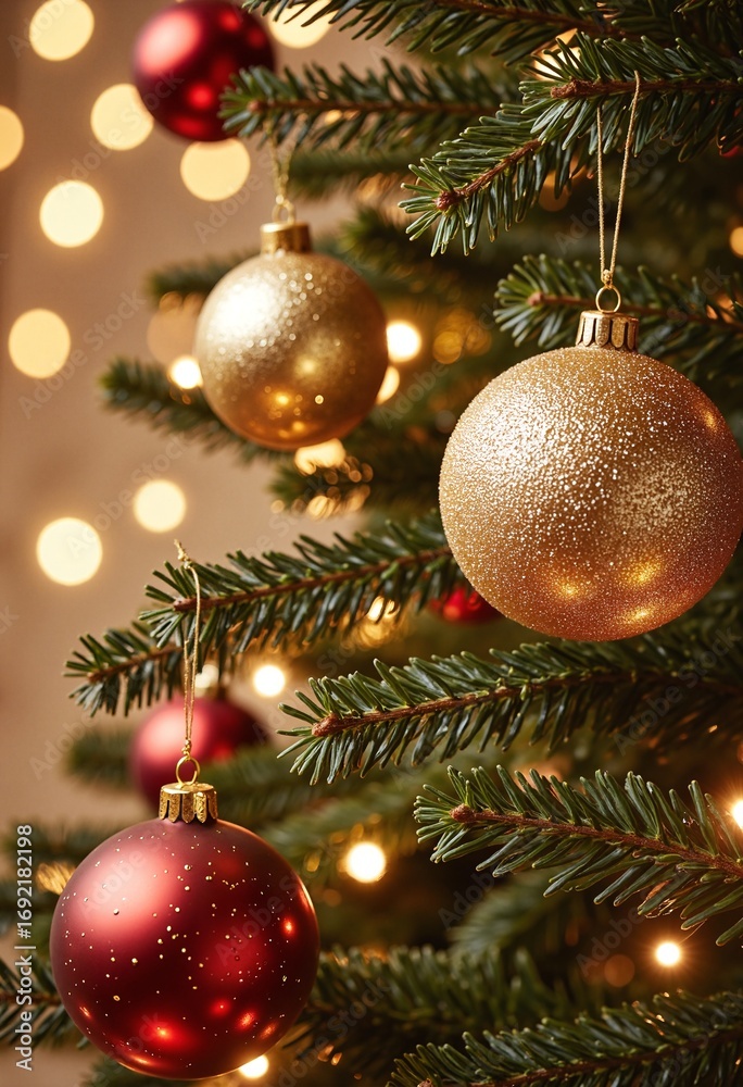 Fototapeta premium Sparkly and glowing Christmas ornaments
