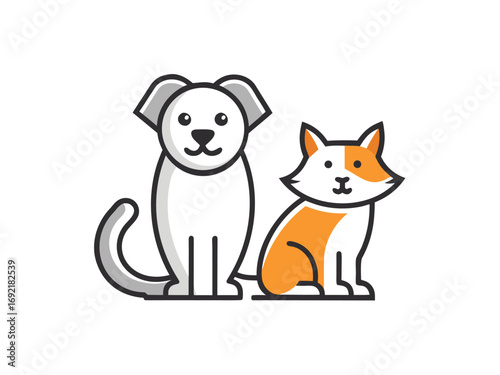 Cartoon Cat and Dog Logo Design