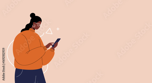 Woman actively using a smartphone, symbolizing communication, digital interaction, and modern connectivity. Ideal for technology, lifestyle, and business content.
