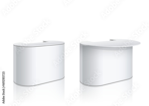 Promotion counter, Retail Trade Stand Isolated on the white background. MockUp Template For Your Design. Vector illustration.