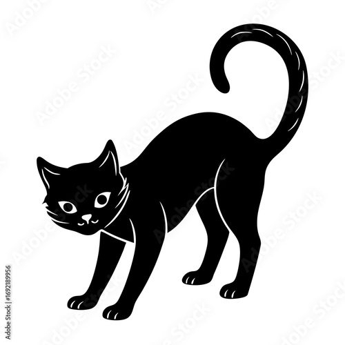 Cat Arching Back Scary Pose Icon Vector Silhouette