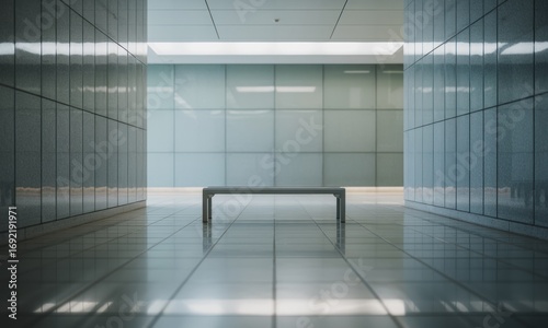 Empty corridor with a bench  modern architecture