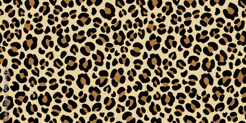 Classic leopard print seamless pattern texture background in black and tan