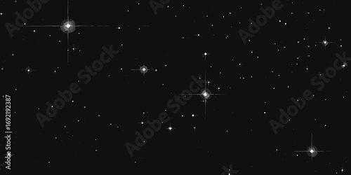 Dark night sky filled with countless twinkling stars and bright celestial bodies