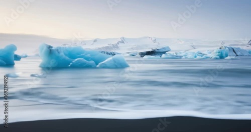 Icebergs Floating Calmly in Serene Arctic Waters