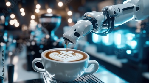 Robotic arm pours latte art