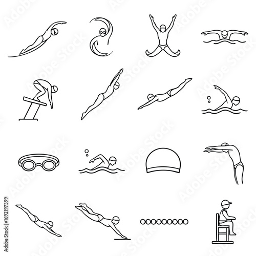 Swimming Strokes: A Collection of Line Art Icons