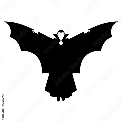 Vector art of vampire with bat wings, a striking silhouette for halloween, gothic designs, and supernatural themes